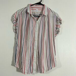 GAP Women's S‎ Multicolor Striped Ruffle Sleeve Blouse Casual Top